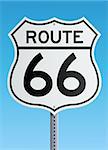 Realist illustration of the famous Route 66 sign
