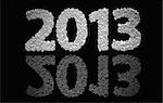 2013 new year modeled with tridimensional blocks in black and white