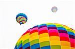 Fire balloon during a foggy day on white background