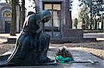 Italian monumental cemetery: collection of two hundreds years old statues