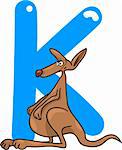 cartoon illustration of K letter for kangaroo