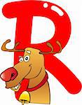 cartoon illustration of R letter for reindeer