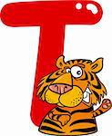 cartoon illustration of T letter for tiger