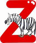 cartoon illustration of Z letter for zebra