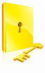 Conceptual illustration of a golden book with lock and key. Could be a concept for access to education, training, literature or learning
