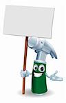 Claw hammer tool cartoon character mascot illustration holding a sign post