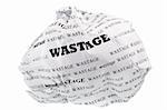 ball of crumpled paper with conceptual text. Isolated with clipping path, expanding the zone of focus achieved by picking out a few photos