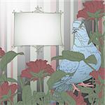 floral background with flowers and pigeon, this illustration may be useful as designer work