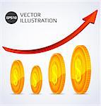 Abstract illustration of Finance Growth with gold coins