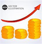 Abstract illustration of Finance Growth with stack of gold coins