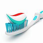 Close-up image of toothbrush with toothpaste