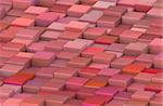 abstract 3d gradient backdrop cubes in tangerine red
