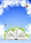 Book of nature. On blue sky