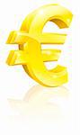 Illustration of a big shiny gold Euro currency sign