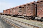 old rusty train wagons on railway
