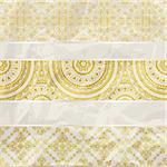 vector seamless floral borders on  crumpled golden foil  paper texture