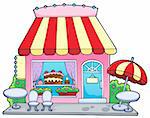 Cartoon candy store - vector illustration.