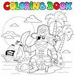 Coloring book with pirate theme 4 - vector illustration.