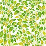 Seamless floral white pattern with green-yelllow leaves (vector)