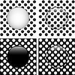 Vector - Set of Four Glass Circle Black and White Dots