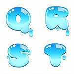 A set of water bead font type, letter Q to T