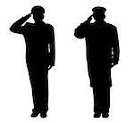 Soldier, officer, captain, policeman, sailor or firefighter saluting. Isolated white background. EPS file available.