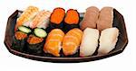 12 pieces in sets of two of sushi/sashimi.