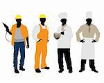 Vector illustration of a cooks and builders silhouettes