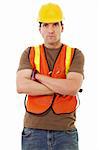 Stock image of male construction worker isolated on white background