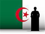 Vector - Algeria  Speech Tribune Silhouette with Flag Background
