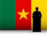 Vector - Cameroon  Speech Tribune Silhouette with Flag Background