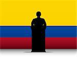 Vector - Colombia  Speech Tribune Silhouette with Flag Background