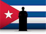 Vector - Cuba  Speech Tribune Silhouette with Flag Background