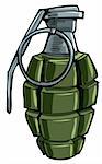 Cartoon drawing of a hand grenade. Isolated