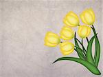yellow grunge tulip on textured background with space for text
