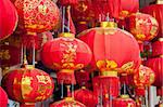 Hanging red lanterns with Chinese traditional patterns and script in Chinese New year(Spring Festival)