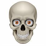 Freaky Human Skull. Illustration on white background