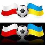 Europe on football Twenty-Twelve Ukraine and Poland. Illustration on white and black.