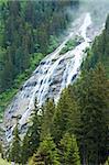 Alps beautiful mountain waterfall summer view (Austria).