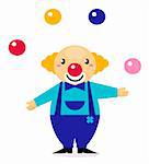 Happy cute clown isolated on white. Vector Illustration.