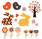 Spring and easter elements isolated on white. Vector