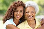 Senior Woman With Adult Daughter In Park