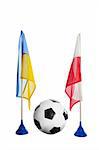 flag polish and ukraine by ball on white background