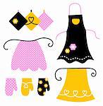 Stylized vintage apron collection. Vector