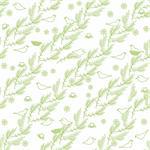 Green seamless pattern with branches and birds
