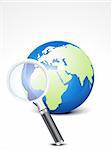 abstract search icon with globe vector illustration