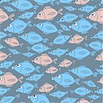 Funny sea seamless pattern vector illustration with fishes