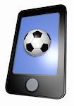 smartphone with soccer ball on display - 3d illustration