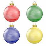 Four christmas balls isolated on white background