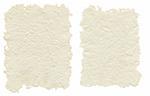 Two sheets of handmade paper, isolated on white background